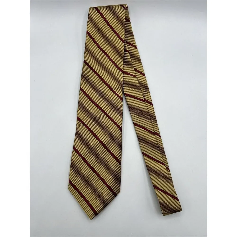 JOS A BANK Signature Collection Men's Silk Cotton Blend Necktie Gold Red Striped